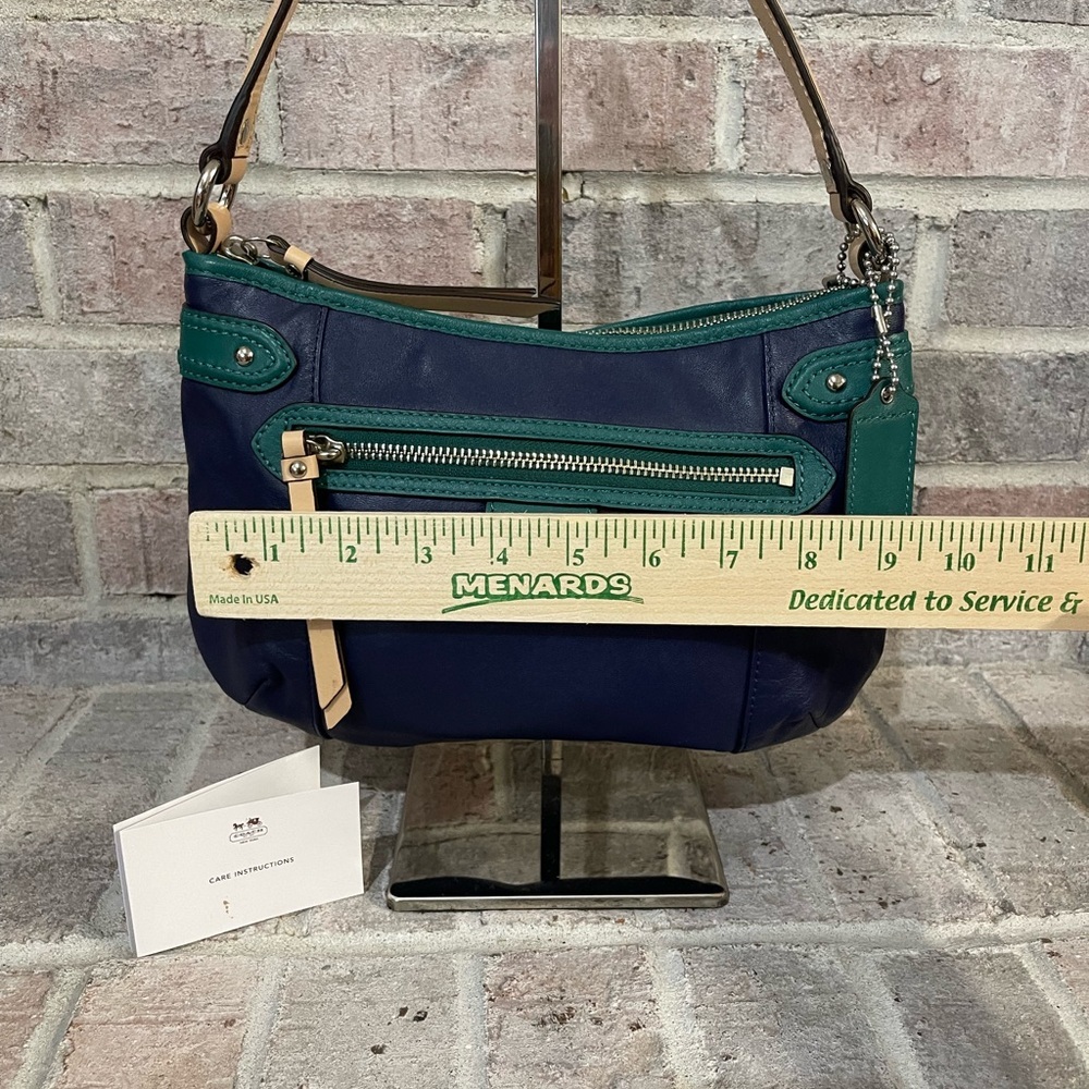 Coach Blue and Green Shoulder Bag with Adjustable Strap - Picture 8 of 8